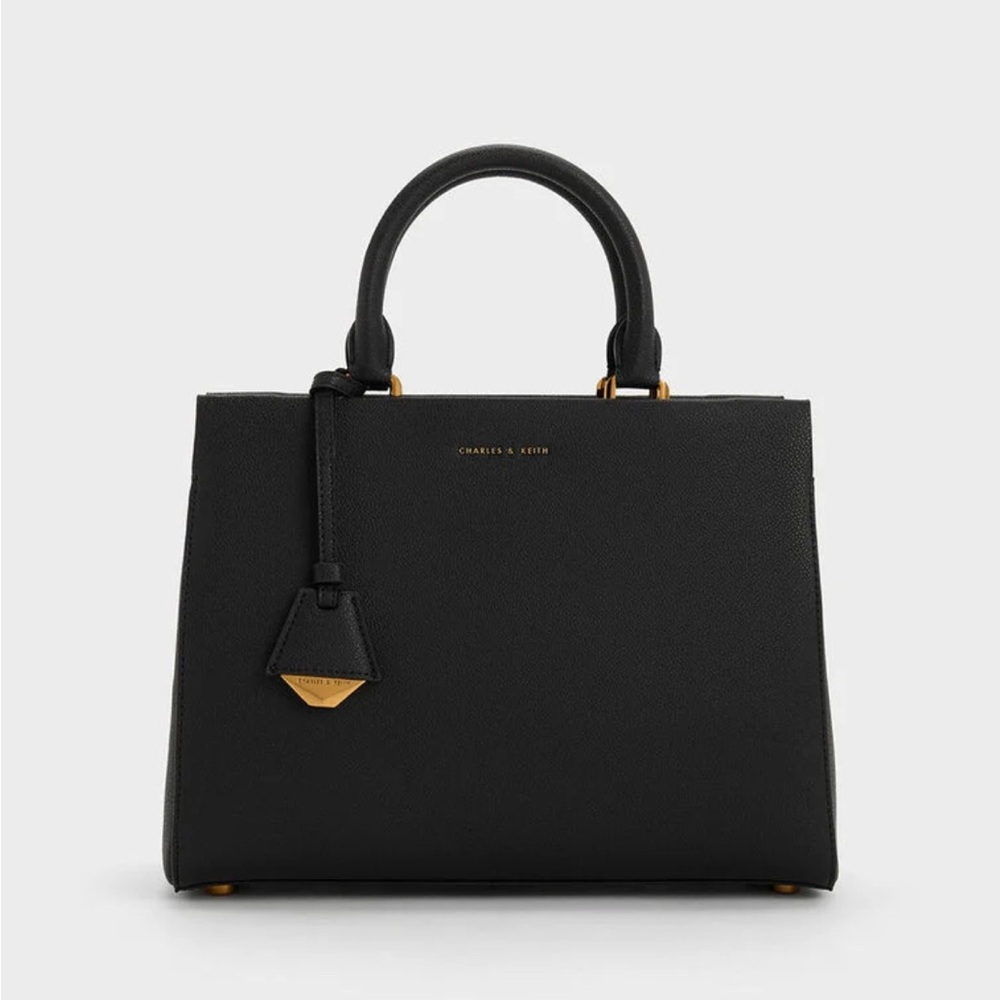 Charles & Keith Mirabelle structured Top Handle bag - black